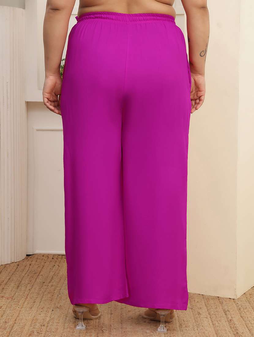 women pack of 2 plus size solid palazzo - 22379047 -  Standard Image - 4