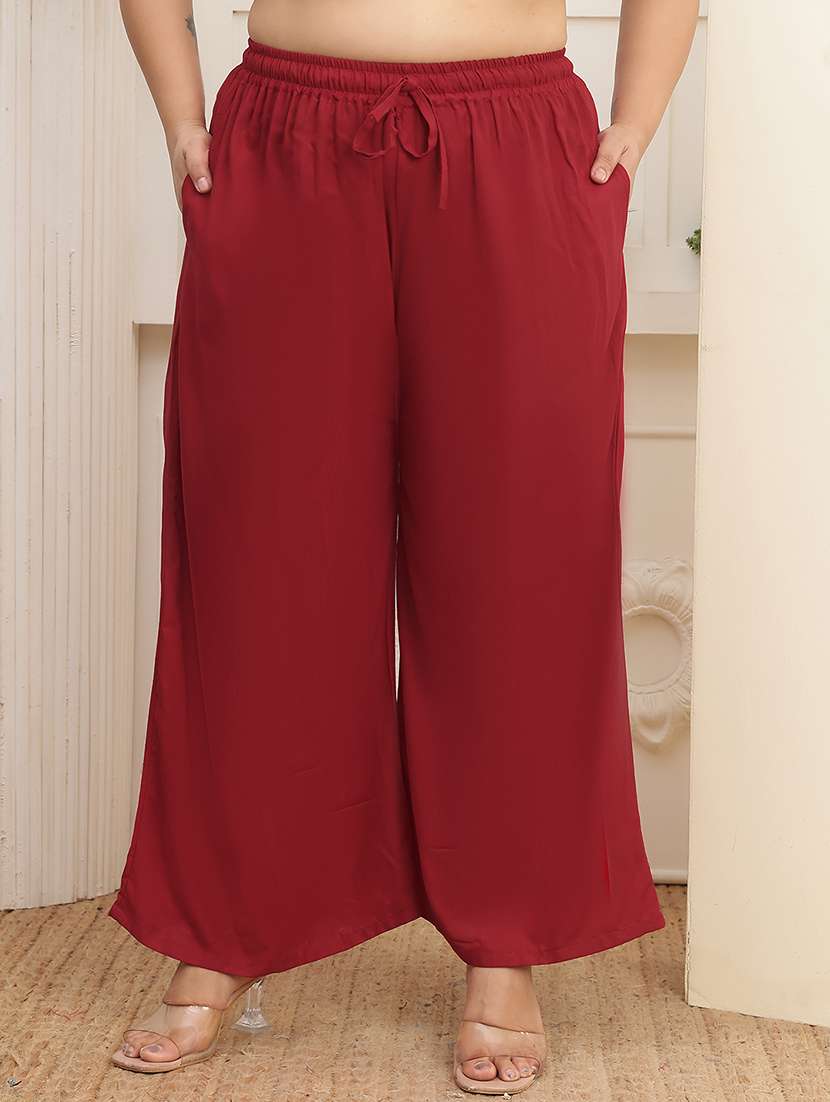 women pack of 2 plus size solid palazzo - 22379058 -  Standard Image - 1