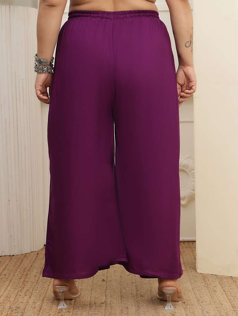 women pack of 2 plus size solid palazzo - 22379058 -  Standard Image - 4