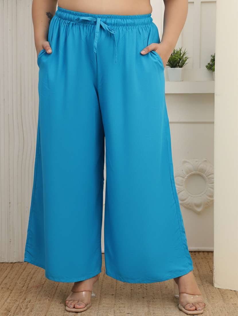 Women Pack Of 2 Plus Size Solid Palazzo - 22379096 -  Standard Image - 1
