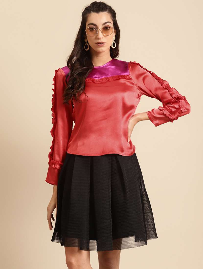 women solid long sleeve regular top