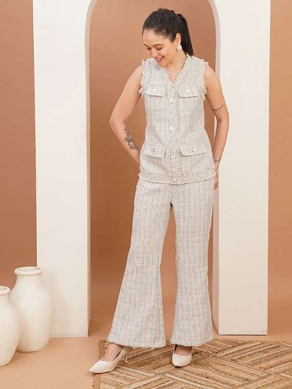 women self designed top and trouser co-ord set - 22379171 -  Standard Image - 1