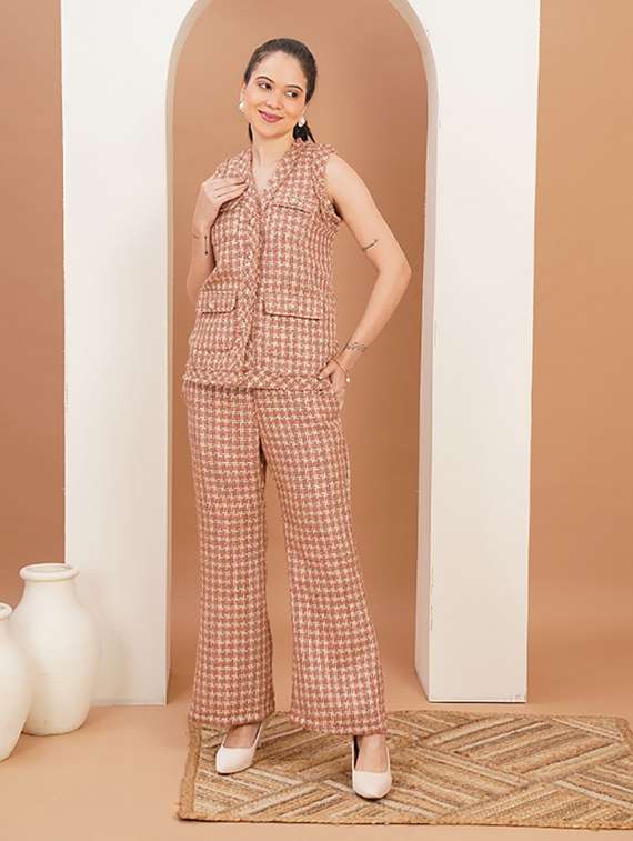 women self designed top and trouser co-ord set - 22379175 -  Standard Image - 1