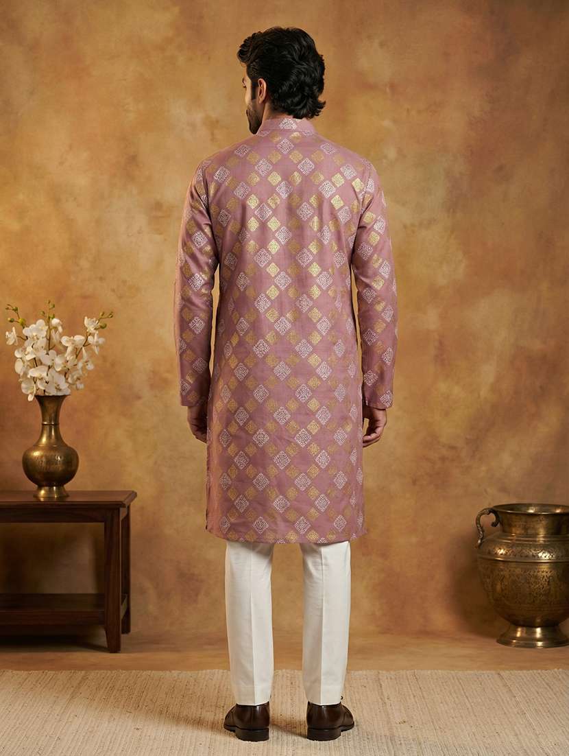 men printed mandarin neck kurta pyjama set - 22379226 -  Standard Image - 4