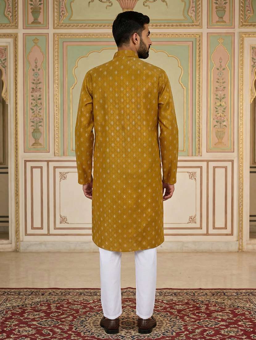 men printed mandarin neck kurta pyjama set - 22379239 -  Standard Image - 4