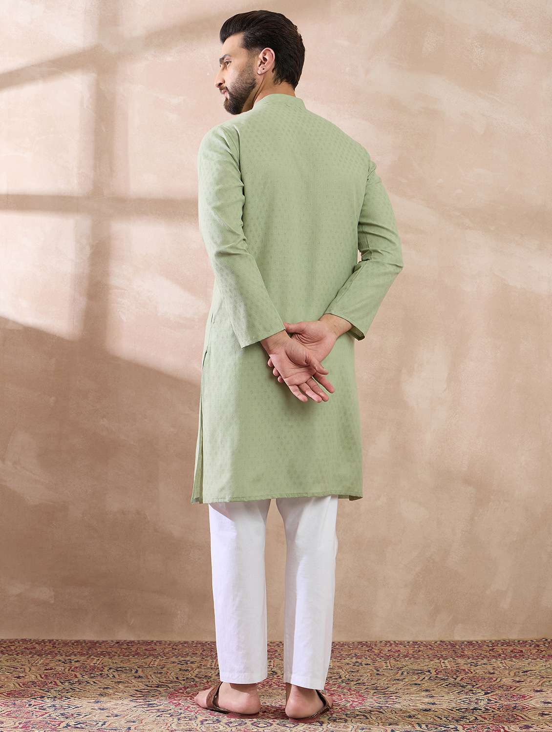 men self design long sleeve kurta  - 22379253 -  Standard Image - 4