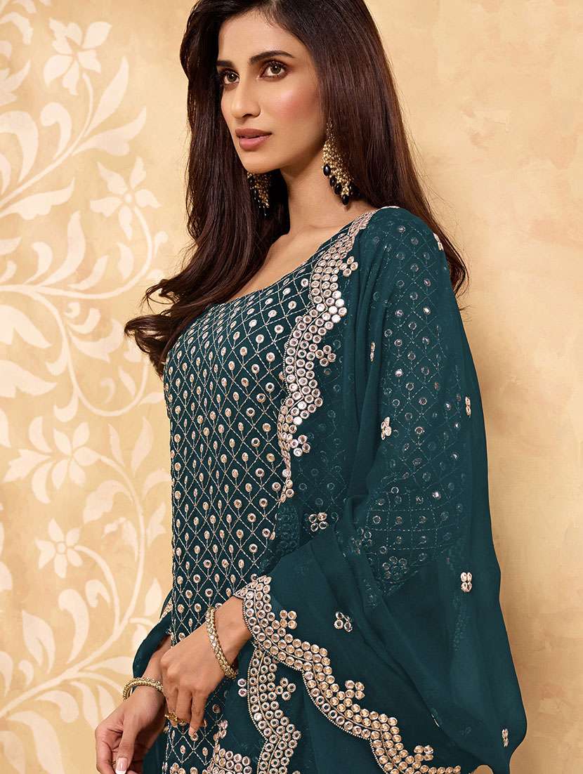 women solid with work semi-stitched suit set - 22379268 -  Standard Image - 1