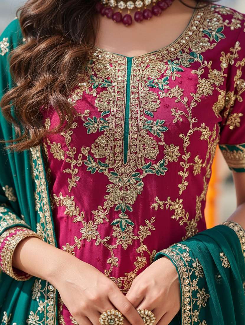 women solid with work semi-stitched suit set - 22379274 -  Standard Image - 1