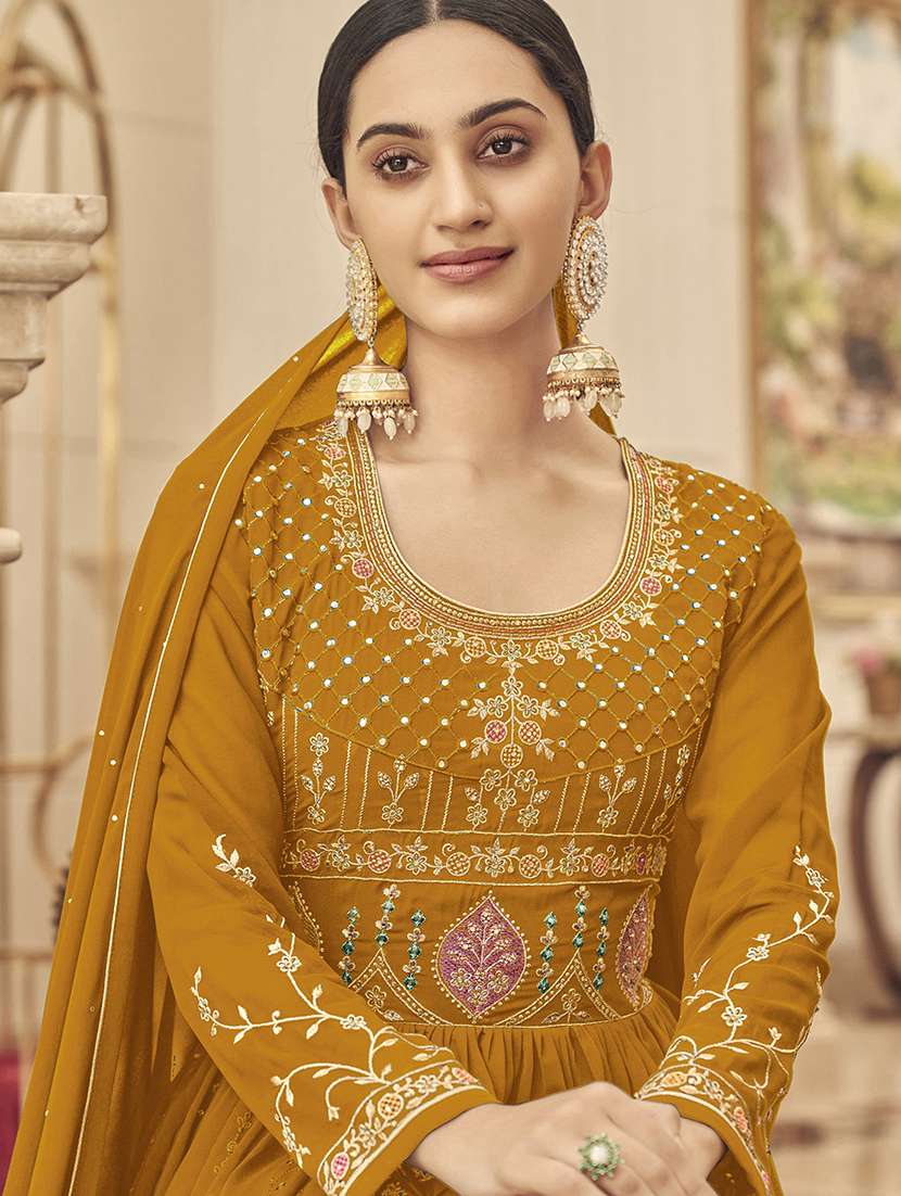 women solid with work semi-stitched suit set - 22379279 -  Standard Image - 1