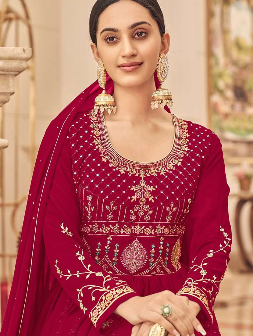 women solid with work semi-stitched suit set - 22379280 -  Standard Image - 1