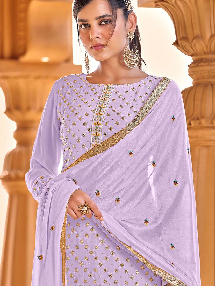 women solid with work semi-stitched suit set - 22379281 -  Standard Image - 1