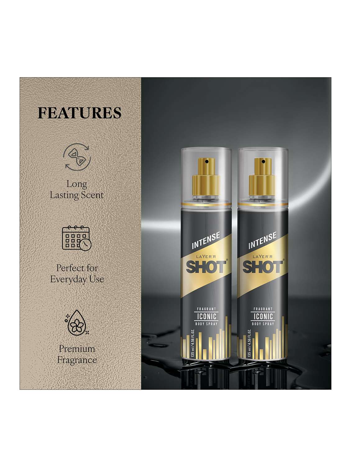 layer'r shot iconic long lasting fragrance body spray  -  for men (270 ml, pack of 2) - 22379378 -  Standard Image - 1