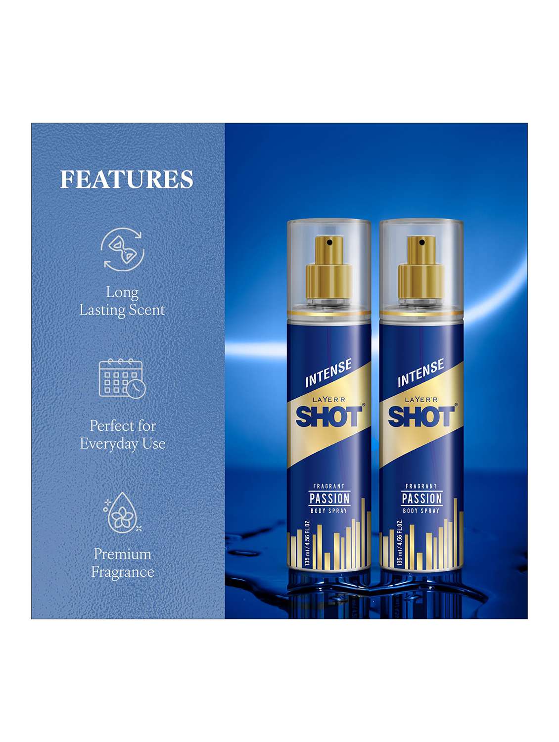layer'r shot iconic long lasting fragrance body spray  -  for men (270 ml, pack of 2) - 22379381 -  Standard Image - 1