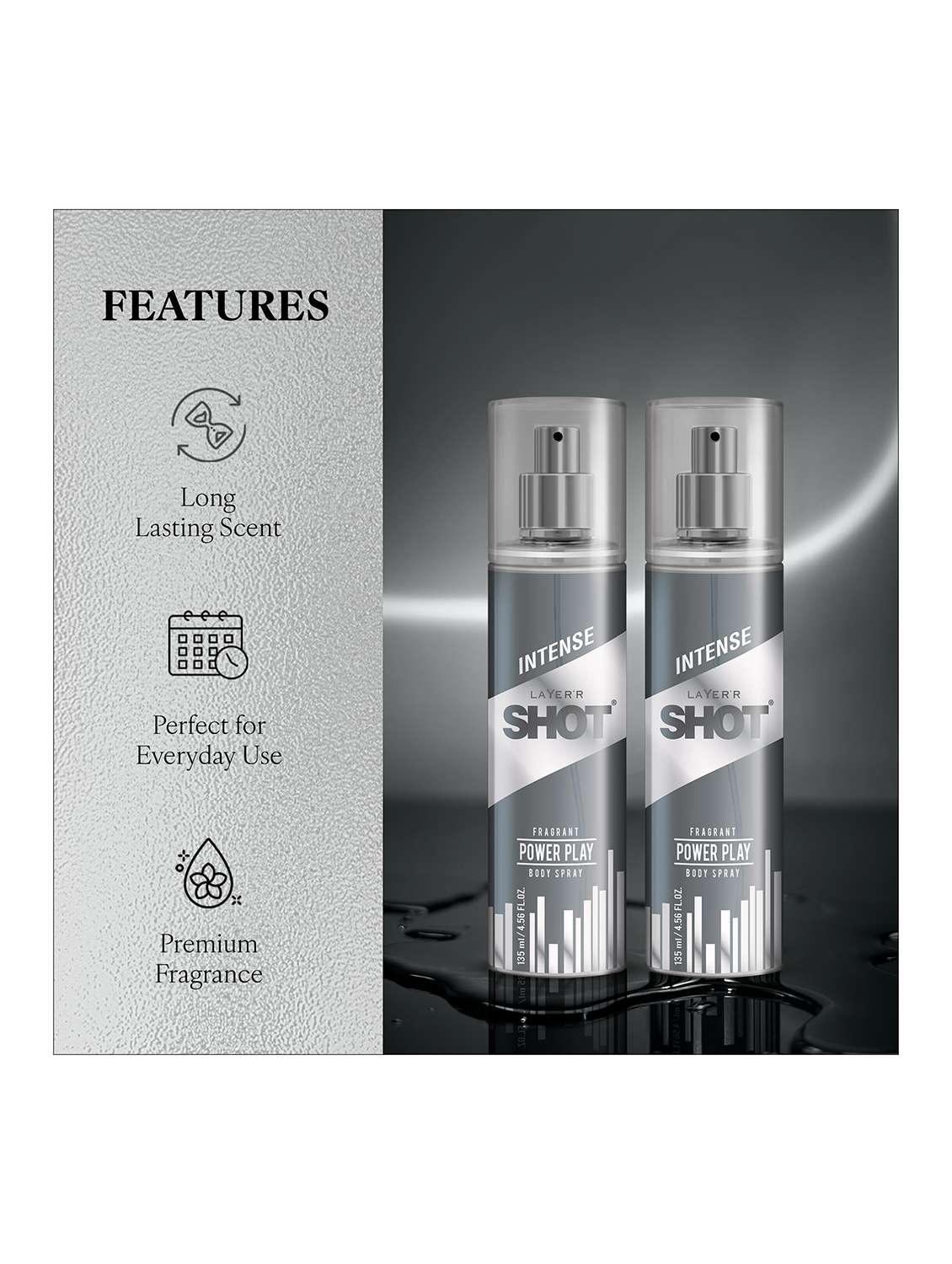 layer'r shot iconic long lasting fragrance body spray  -  for men (270 ml, pack of 2) - 22379382 -  Standard Image - 1