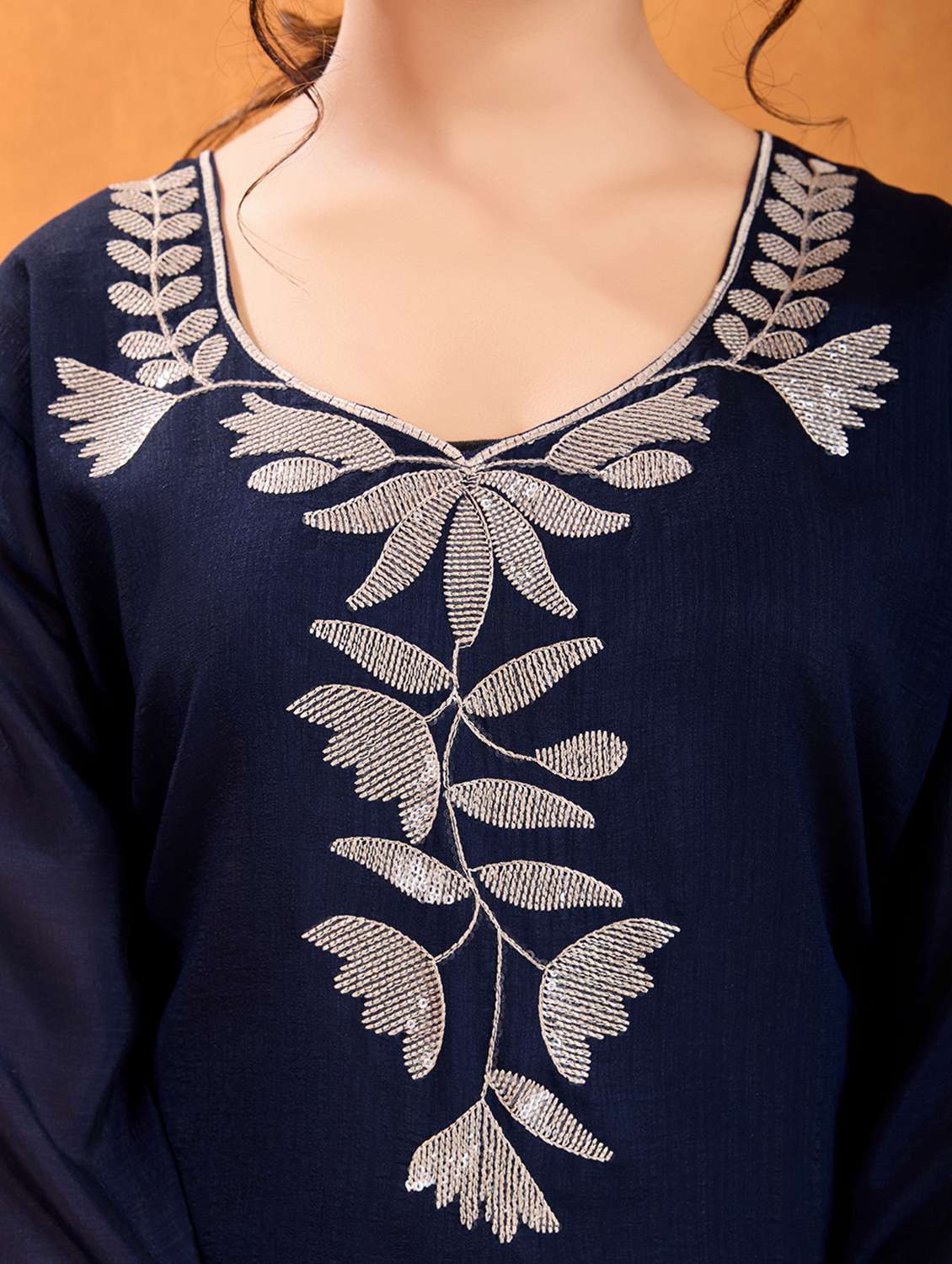 women solid with work three quarter sleeve kurta pant with dupatta set - 22379452 -  Standard Image - 6