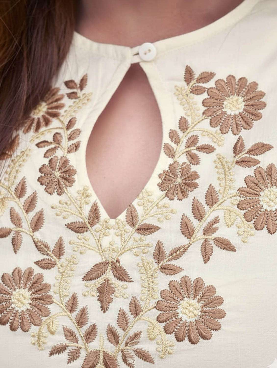 women solid with work three quarter sleeve kurta pant with dupatta set - 22379472 -  Standard Image - 1