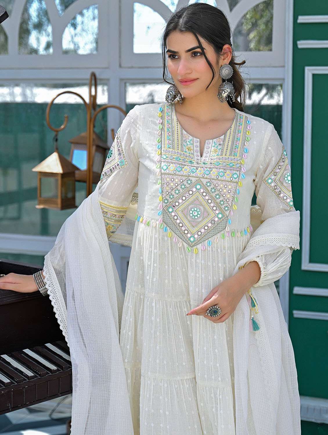 women self design three quarter sleeve kurta pant with dupatta set - 22379484 -  Standard Image - 1