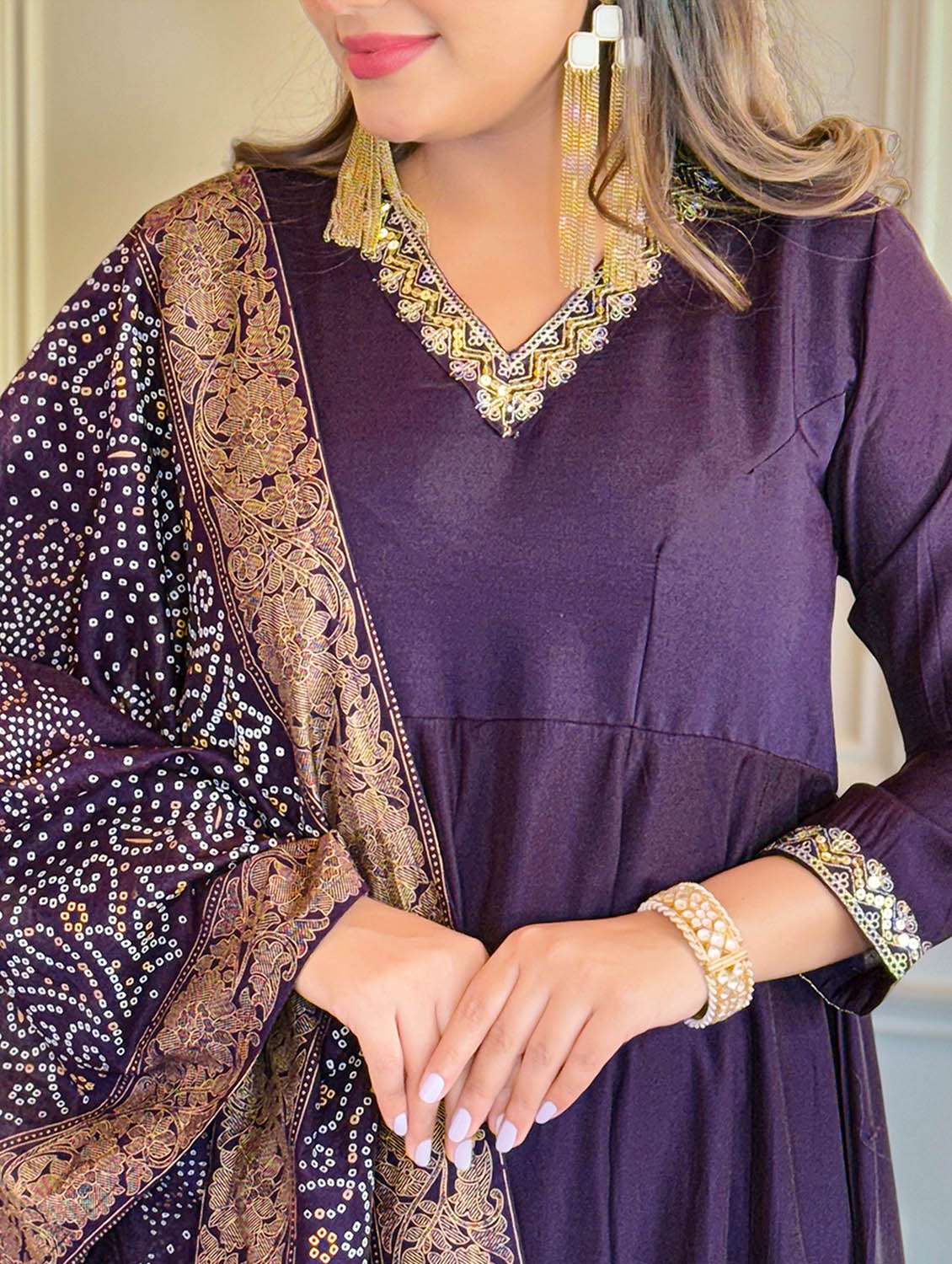 women solid three quarter sleeve kurta pant with dupatta set - 22379523 -  Standard Image - 1