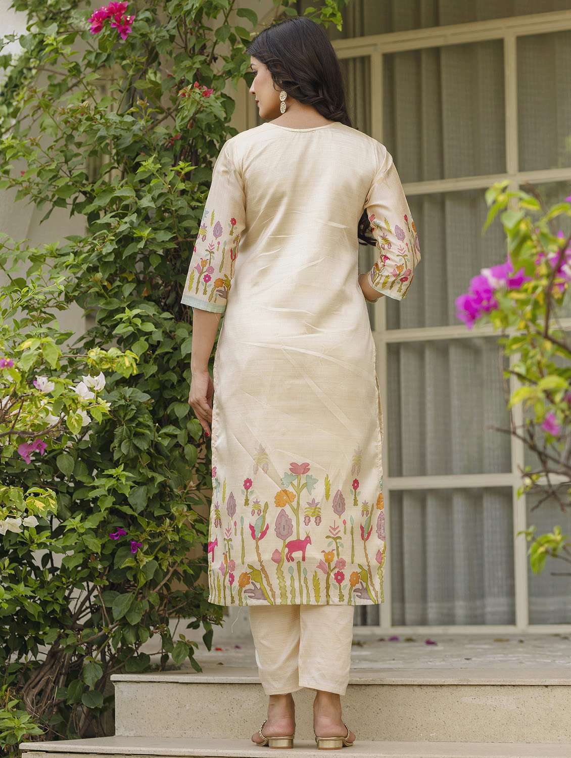 women printed three quarter sleeve kurta pant with dupatta set - 22379533 -  Standard Image - 6