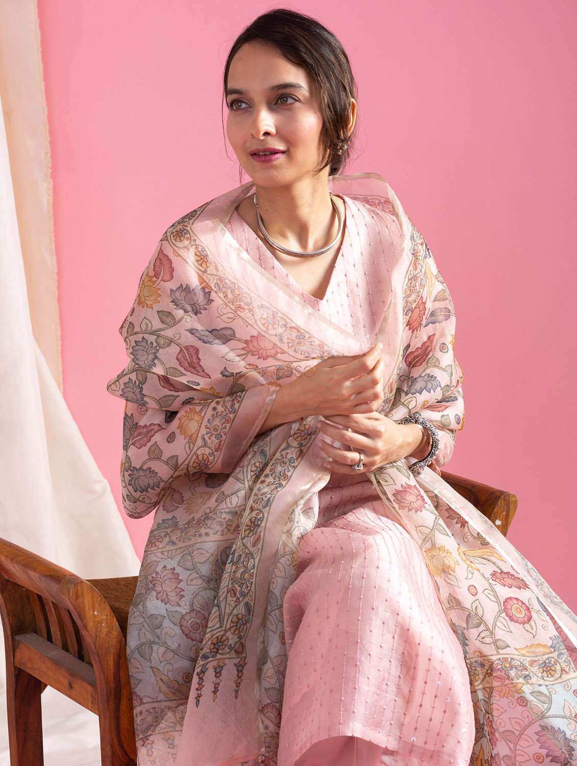 women self design three quarter sleeve kurta pant with dupatta set - 22379560 -  Standard Image - 1