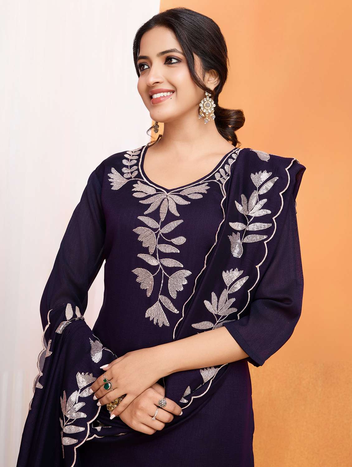 purple viscose kurta dupatta  set - 22379601 -  Standard Image - 1
