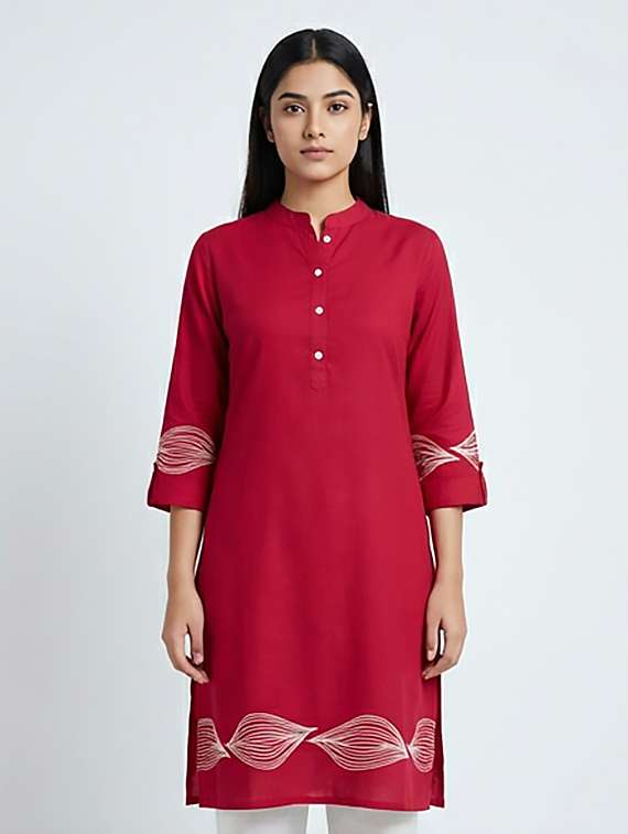 women printed three quarter sleeve kurta - 22379673 -  Standard Image - 1