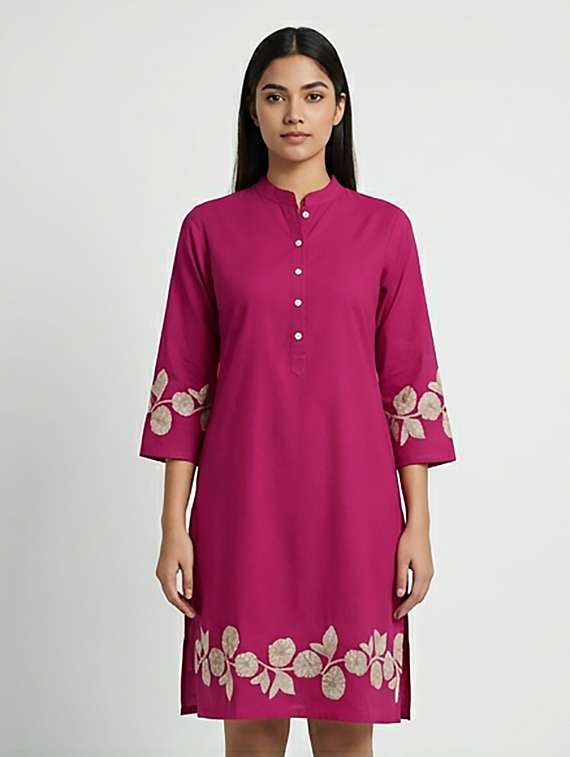 women printed three quarter sleeve kurta - 22379680 -  Standard Image - 1