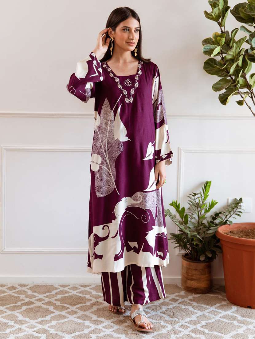 women printed kurta and palazzo set - 22379731 -  Standard Image - 1