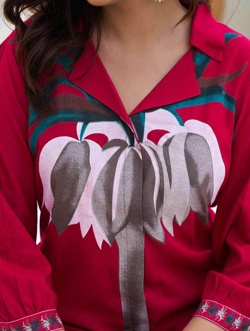 women floral print lapel collar co-ord set - 22379739 -  Standard Image - 1