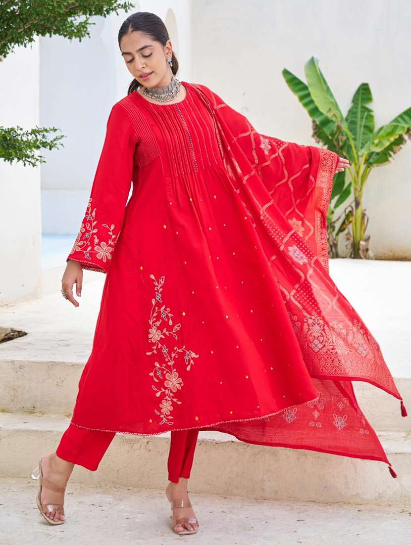 women embroidered kurta and pant with dupatta set - 22379764 -  Standard Image - 1
