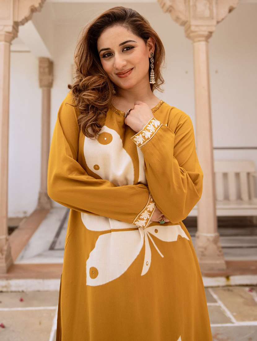 women mustard kurta and palazzo set - 22379766 -  Standard Image - 1