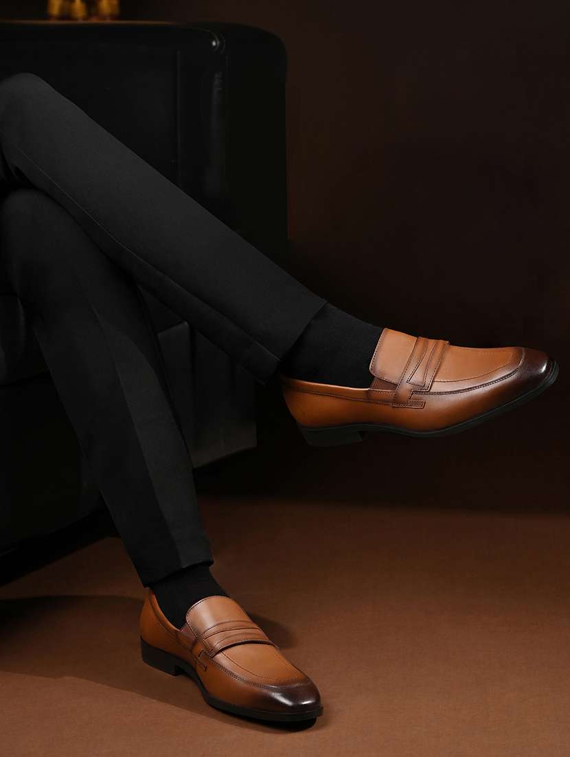 men tan slip on formal shoes - 22379769 -  Standard Image - 1