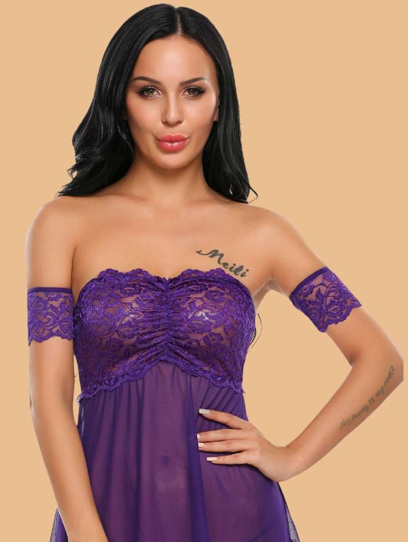 women self designed sleeveless lace babydoll - 22379831 -  Standard Image - 1
