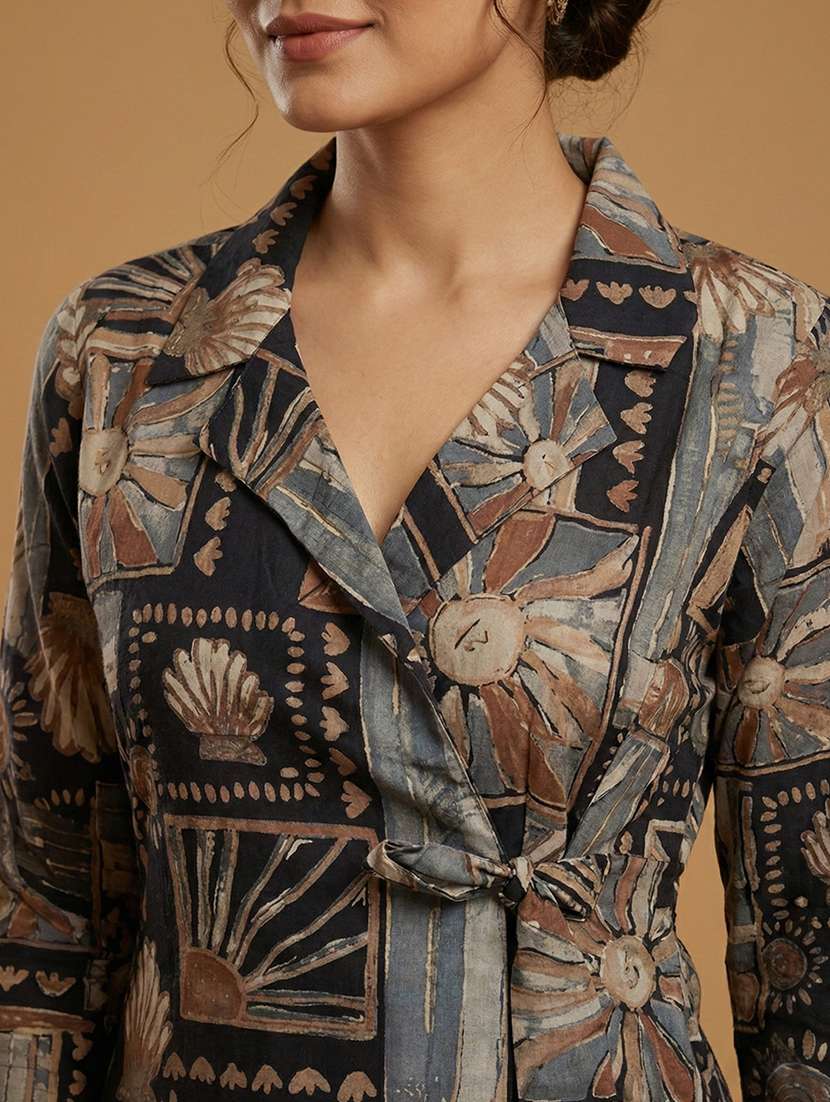 women printed three quarter sleeve top & trouser co-ord set - 22379859 -  Standard Image - 1