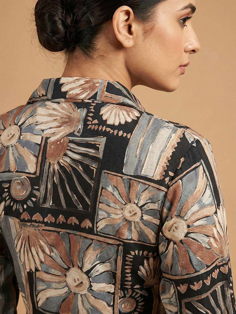women printed three quarter sleeve top & trouser co-ord set - 22379859 -  Standard Image - 4