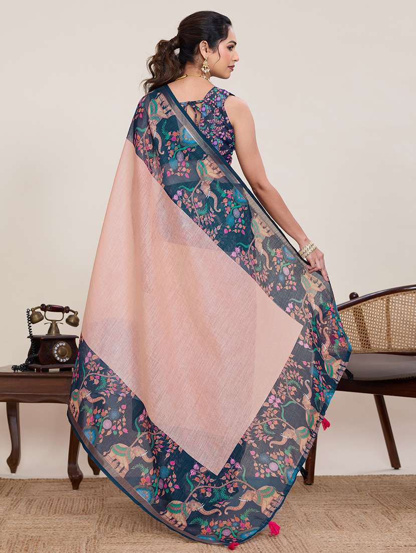 women printed casual wear saree with blouse - 22379862 -  Standard Image - 4