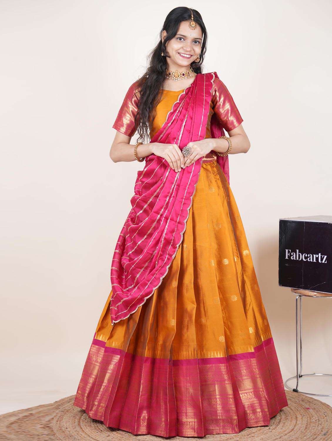mustard silk flared lehenga - 22379896 -  Standard Image - 1