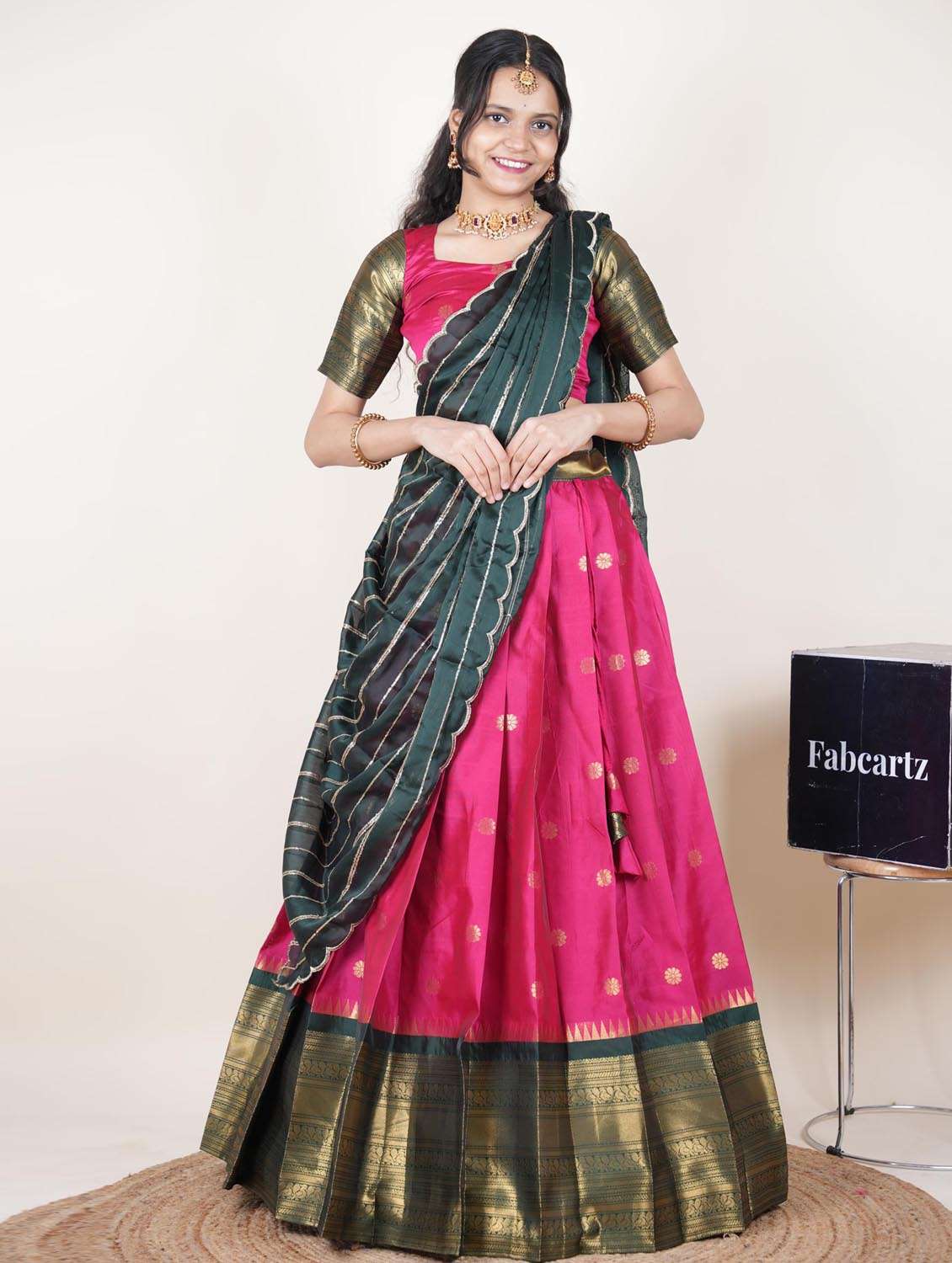 pink silk flared lehenga - 22379897 -  Standard Image - 1