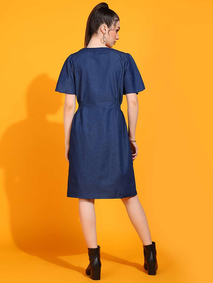 Women Soldi Flared Sleeve Denim A-line Dress - 22379927 -  Standard Image - 4