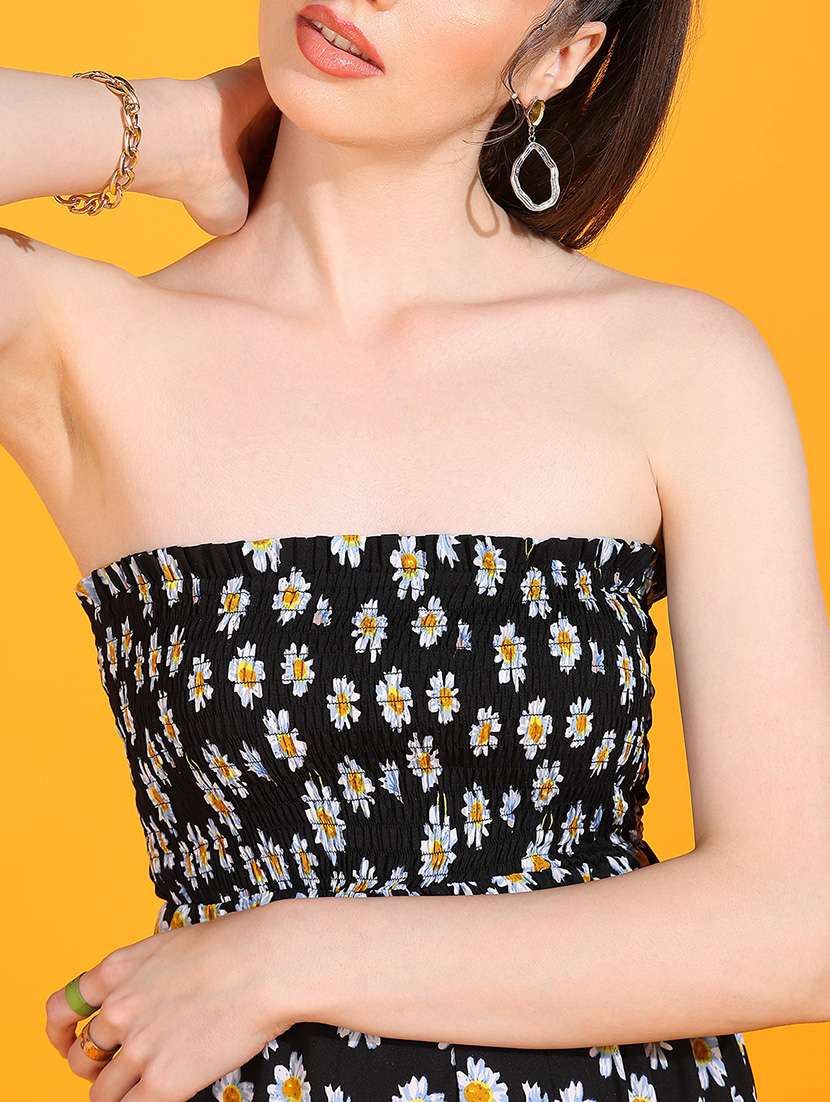 women floral print strapless tube a-line dress - 22379938 -  Standard Image - 1