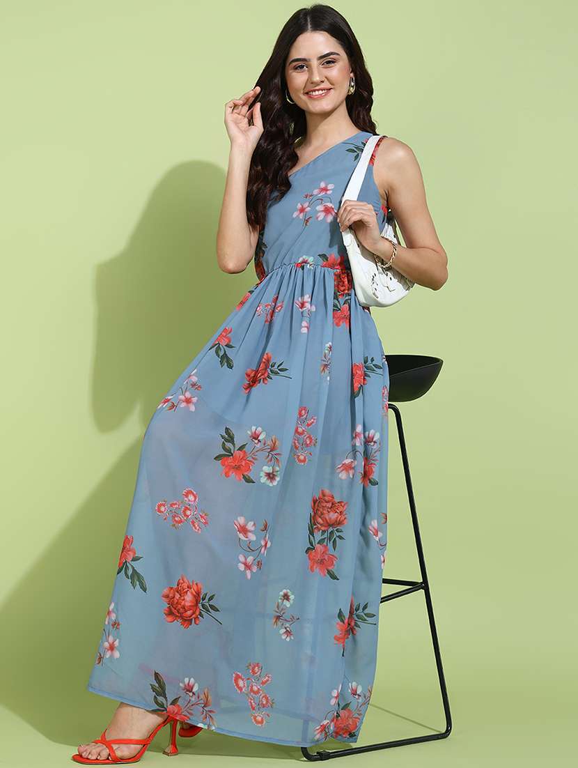 women floral print single shoulder a-line dress - 22379969 -  Standard Image - 4