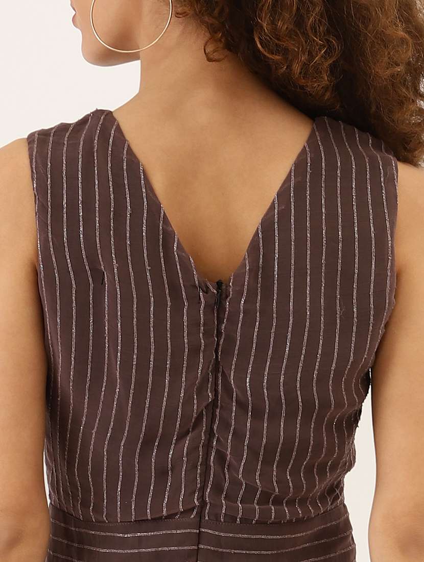 women striped sleeveless a-line dress - 22380024 -  Standard Image - 1