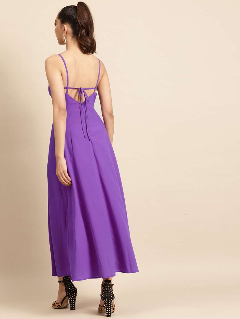 women solid shoulder strap a-line dress - 22380049 -  Standard Image - 4