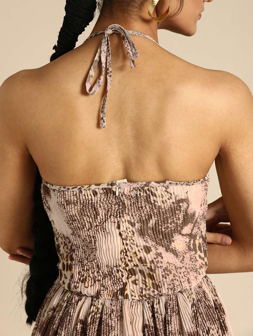 women animal print halter neck a-line dress - 22380084 -  Standard Image - 1