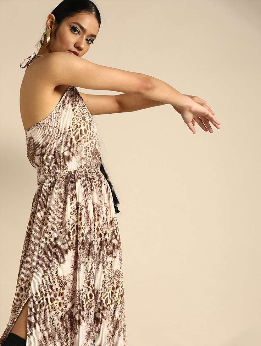 women animal print halter neck a-line dress - 22380084 -  Standard Image - 4