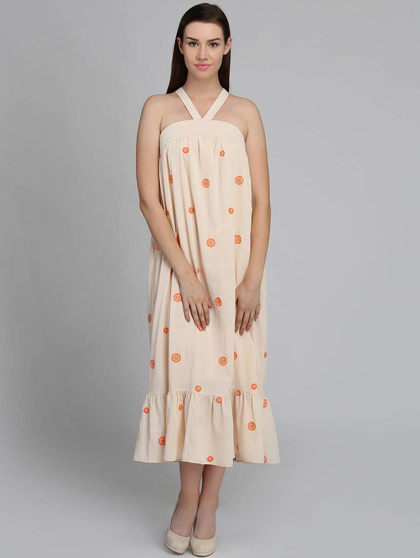 women printed shoulder strap tiered dress - 22380115 -  Standard Image - 1