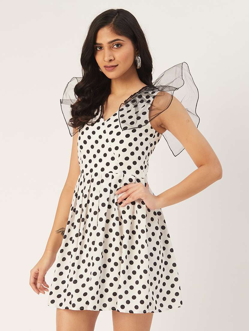 women polka doted sleeveless a-line dress - 22380130 -  Standard Image - 1