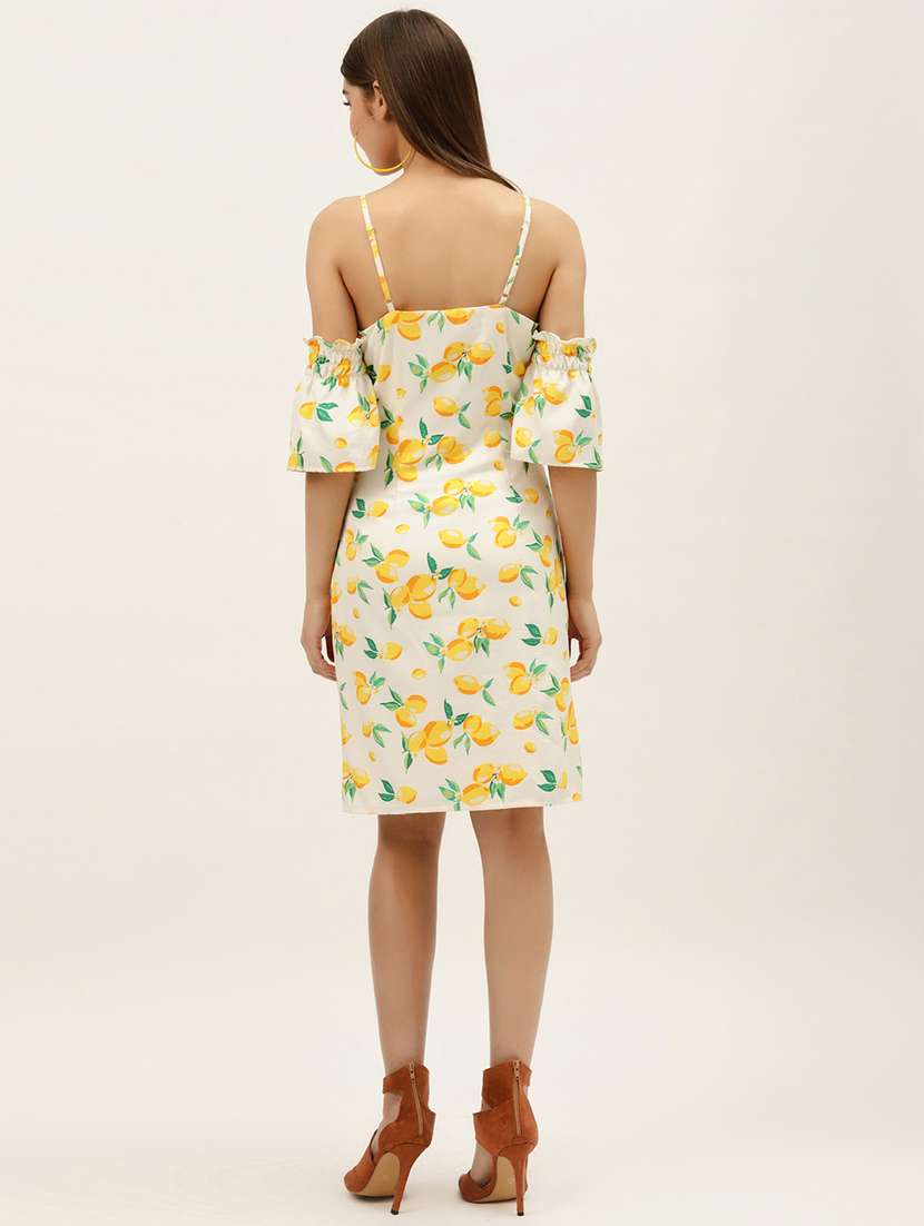 women printed cold shoulder a-line dress - 22380141 -  Standard Image - 4