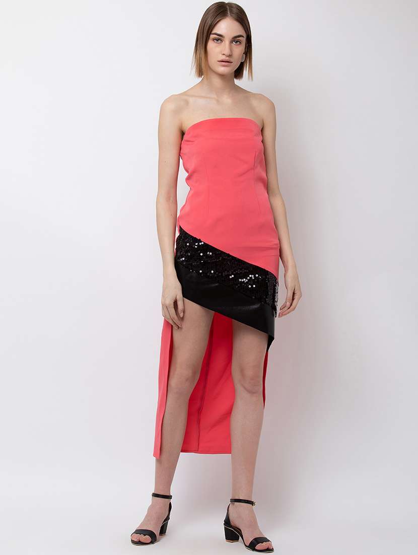 women sequined sleeveless tube dress