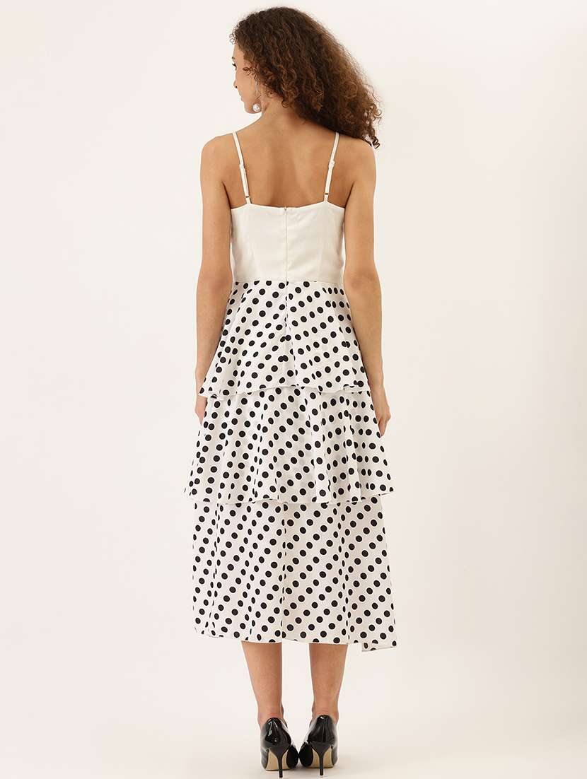 women polka doted shoulder layered dress - 22380482 -  Standard Image - 4